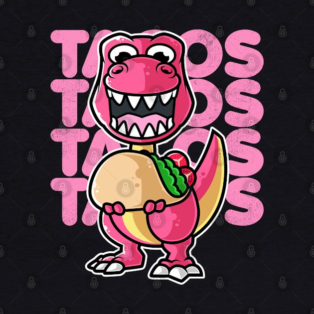 Dinosaur Tyrannosaurus Taco Kawaii Neko Anime Mexican food print by theodoros20